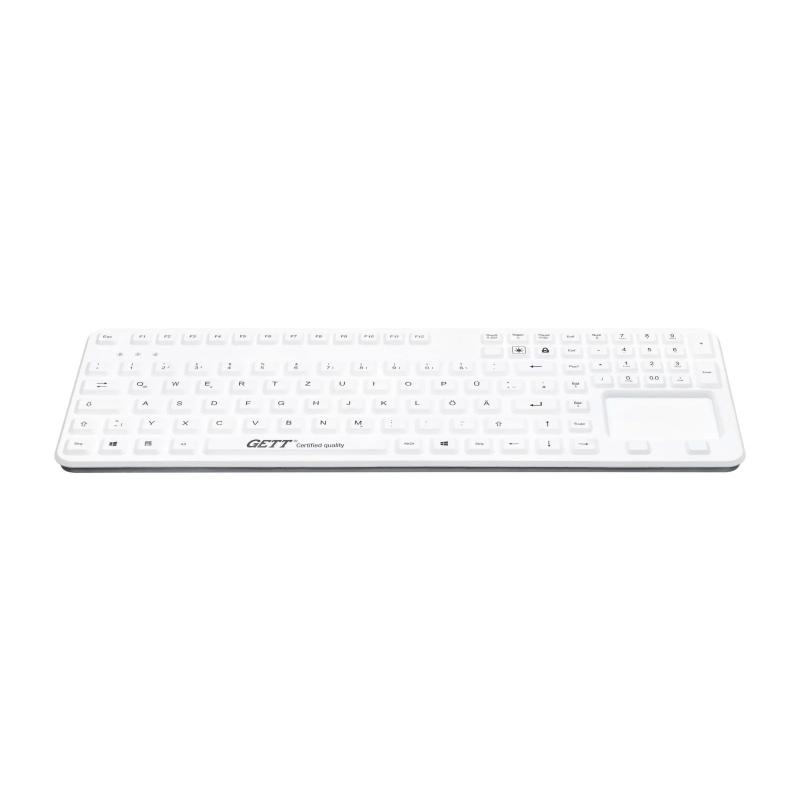 Tastatur GCQ Cleantype® Prime Panel+ TKG-109-GCQ-PR-TOUCH-ADH-WHITE-BACKL-USB-DE IP65 (frontseitig,