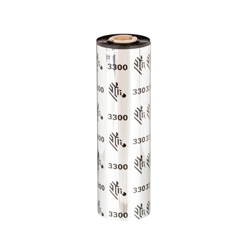 Thermotransferband, Zebra, 3300, Wachs/Harz, Rollenbreite: 64mm, Kernbreite: 110mm, Kern: 12,7mm, L&auml;