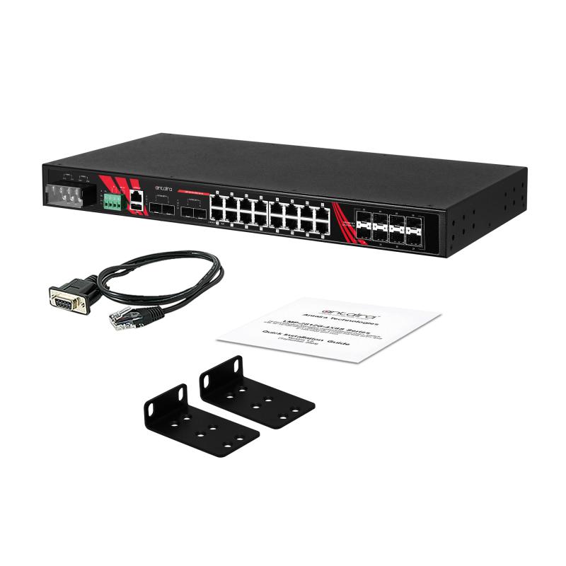 28-Port Industrial Managed PoE+ Switch, 16 x 1000T, erw. Temperaturbereich
